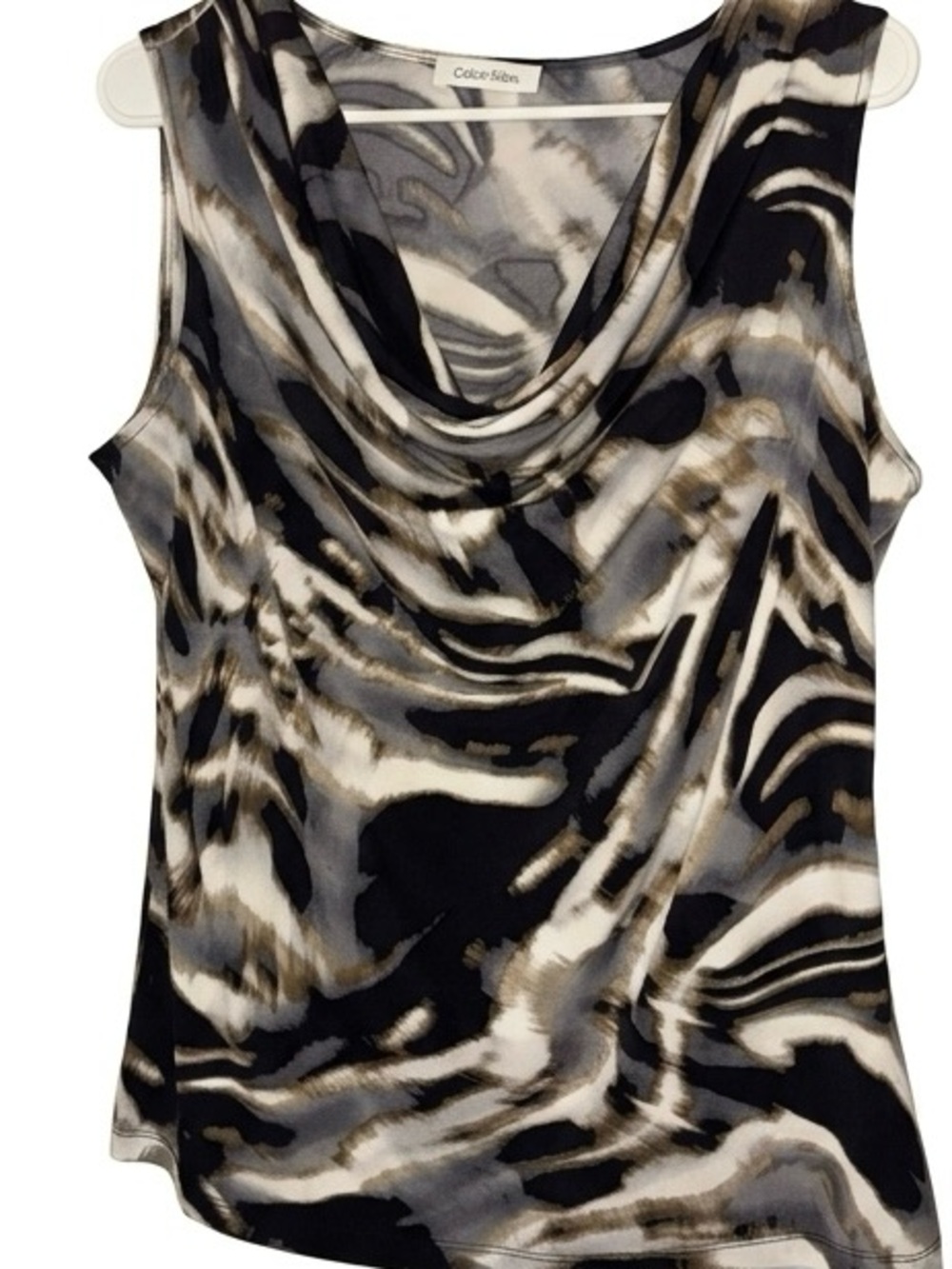 Calvin Klein Black, Gray & Cream Abstract Cowl Neck Camisole